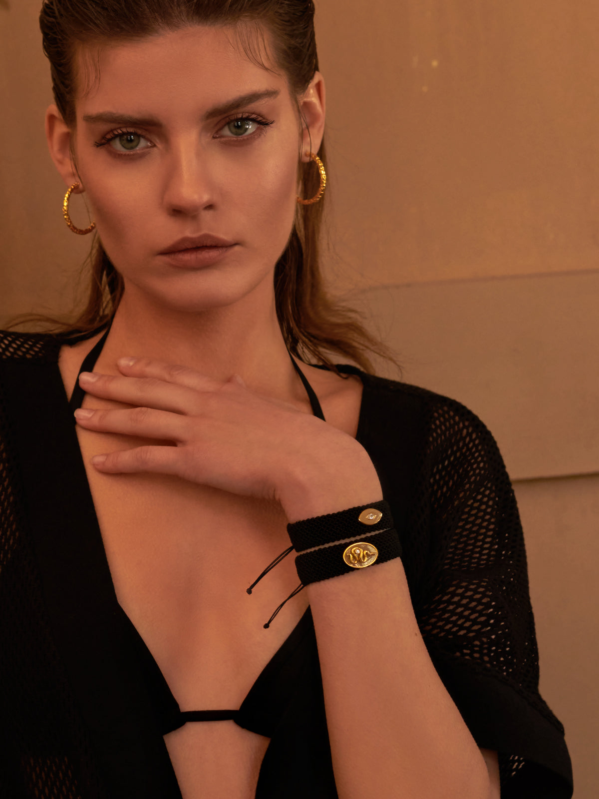 MIRA HANDLOOMED BRACELET LATTE ENAMELED